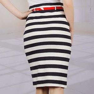 Nautical sailor navy stripe pinup pencil skirt
